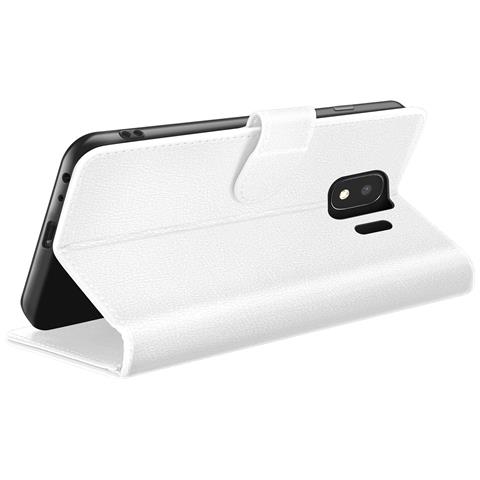 Custodia A Portafoglio Per Samsung J4 Con Supporto E Linguetta Magnetica, Bianco - Foto 2