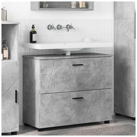Mobile da Bagno con cassetto Grigio cemento 76.5 x 35 x 64 cm - Foto 2