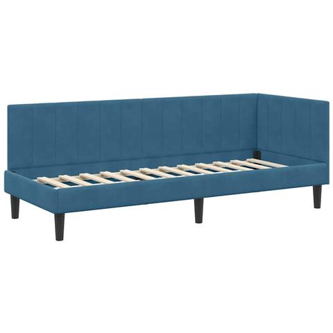 Cornice del letto ad angolo Blu 80 x 200 cm Velluto - Foto 1