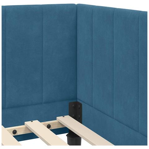 Cornice del letto ad angolo Blu 80 x 200 cm Velluto - Foto 9