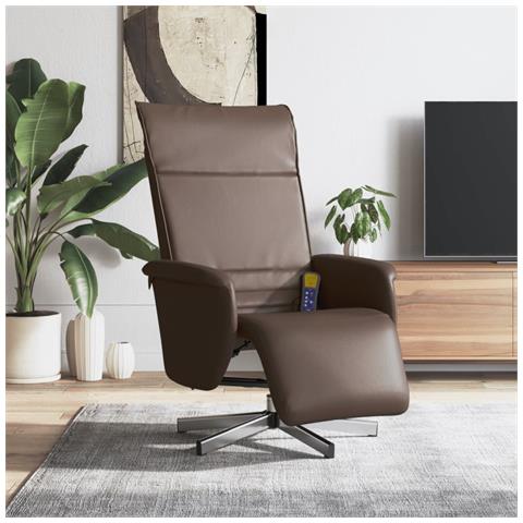 Poltrona Reclinabile Massaggio Poggiapiedi Marrone Similpelle - Foto 2