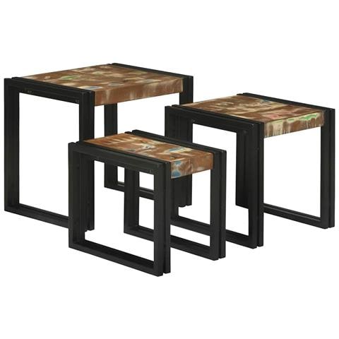 Tavoli da annidamento 3 pcs Legno massello di recupero - Foto 2