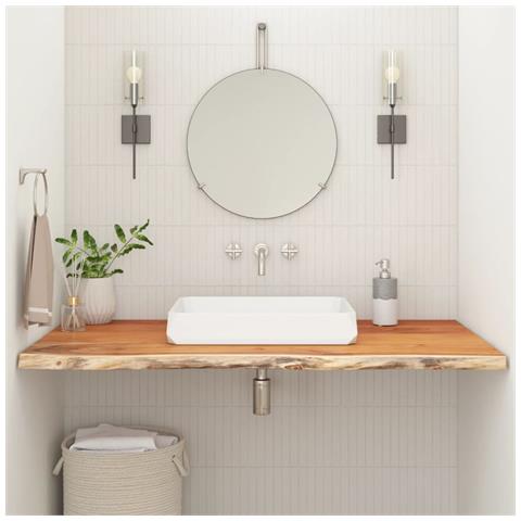 Piano Bagno 100x60x3,8 cm Rettangolare Legno Massello di Acacia - Foto 2