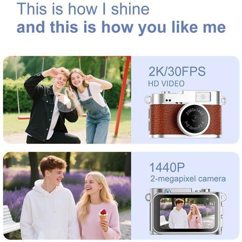 Mini Fotocamera Retrò Con Torcia: Video Hd 1080p, Portachiavi Portatile Black - Foto 4
