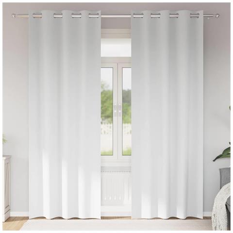 Tende con tende 2 pcs Bianco Puro Poliestere - Foto 2