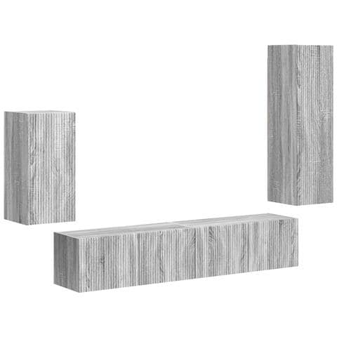 Set mobile TV 4 pcs Grigio Sonoma Legno multistrato - Foto 1