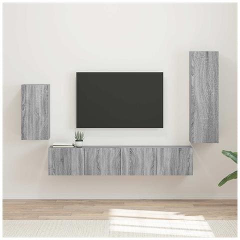 Set mobile TV 4 pcs Grigio Sonoma Legno multistrato - Foto 2