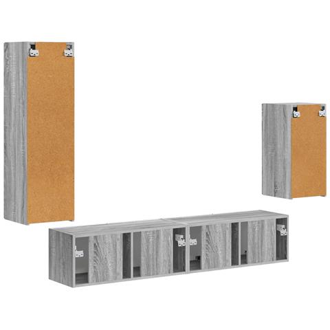 Set mobile TV 4 pcs Grigio Sonoma Legno multistrato - Foto 9