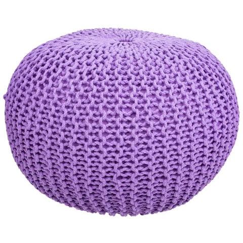 Pouf In Cotone Intrecciato Viola 45x45x30h - Foto 1