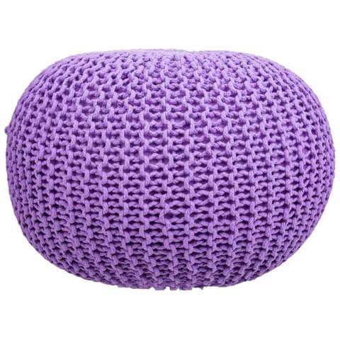Pouf In Cotone Intrecciato Viola 45x45x30h - Foto 2