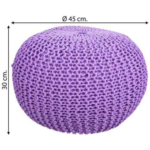 Pouf In Cotone Intrecciato Viola 45x45x30h - Foto 5