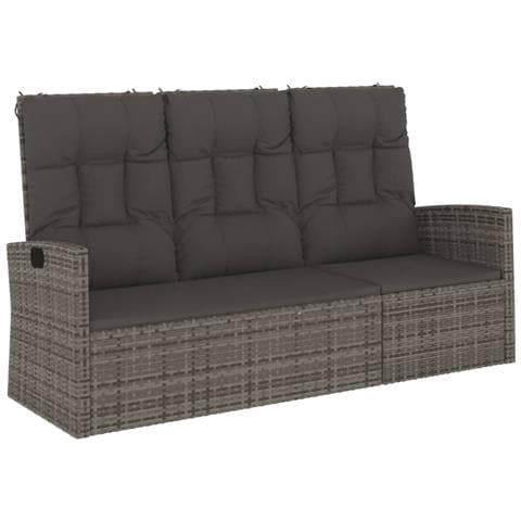Panca Giardino Reclinabile con Cuscini 173cm Polyrattan Grigio - Foto 1