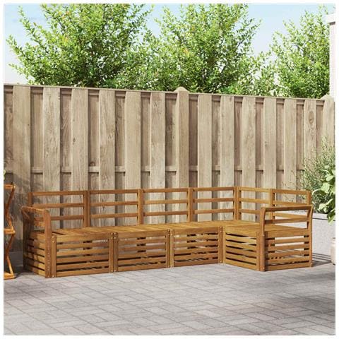 Set divani 5 pcs Naturale Legno di Acacia Massello - Foto 2