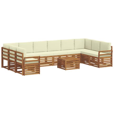 Set divani 11 pcs Naturale e Crema Legno di Acacia Massello - Foto 1