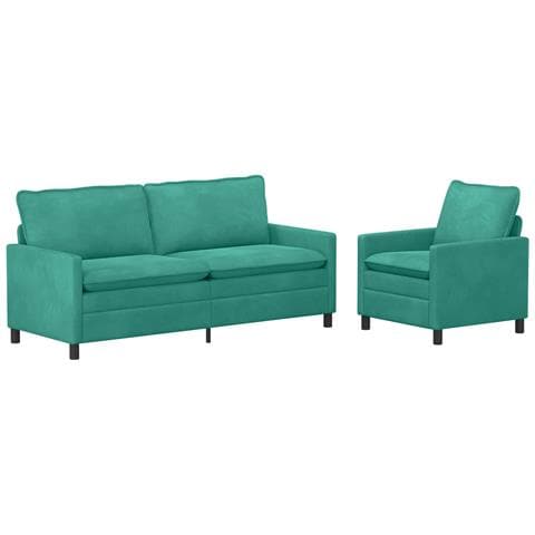 Set di divani 2 pcs Turchese Velluto - Foto 1