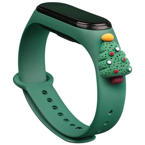 Bracciale Natalizio Per Xiaomi Mi Band 4 / Mi Band 3 Bracciale In Silicone Natalizio Verde Scuro (albero Di Natale 2) - Foto 1