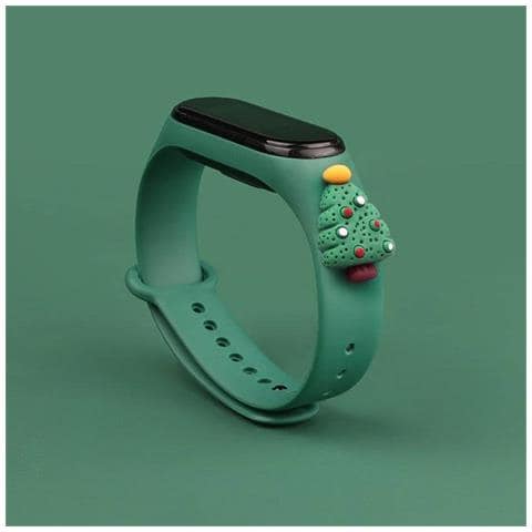 Bracciale Natalizio Per Xiaomi Mi Band 4 / Mi Band 3 Bracciale In Silicone Natalizio Verde Scuro (albero Di Natale 2) - Foto 2