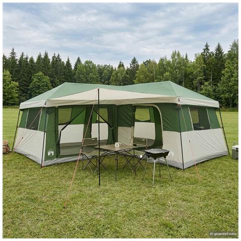 Tenda Familiare con Copertura Impermeabile 14 persona Verde - Foto 2