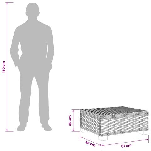 Tavolino da salotto GENDT Rattan naturale Grigio Kubu - Foto 7
