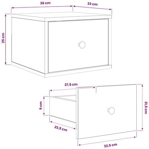 Mobiletto da comodino a parete HEESCH 2 pz Rovere Nero - Foto 9