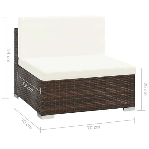 Set Divani da Giardino 6 pz con Cuscini in Polyrattan Marrone - Foto 2