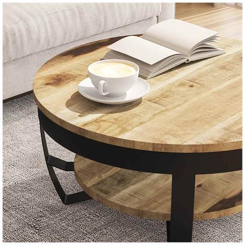 Tavolino da Caffè in Legno Massello Grezzo di Mango 65x32 cm - Foto 2