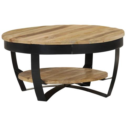Tavolino da Caffè in Legno Massello Grezzo di Mango 65x32 cm - Foto 1
