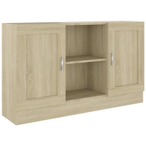 FAMIROSA Vetrina Bianca e Rovere Sonoma 120x30,5x70 cm in Truciolato 