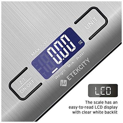 Bilancia Da Cucina Digitale Bilance Da Cucina Premium In Acciaio Inox Elettronici Stile Ultra Bilance Slim Food Design Display Lcd Compatto Bagagli Easy Clean Argento - Foto 2