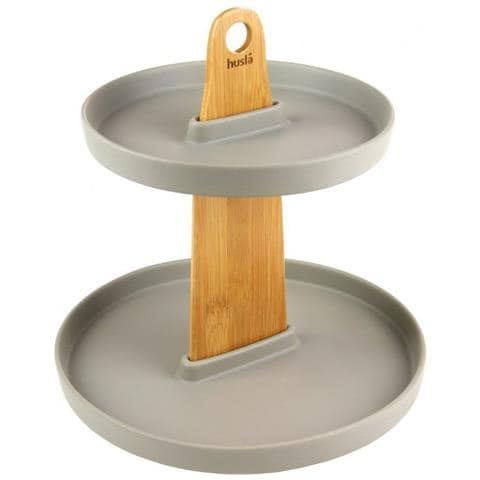 Alzata Per Torta A Due Piani In Ceramica E Legno 73975 - Foto 2