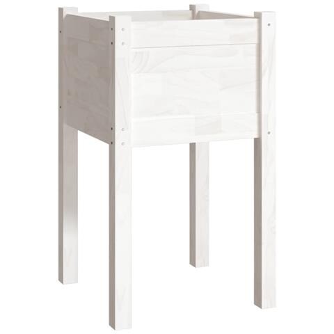 Fioriera Da Giardino Bianca 40x40x70 Cm Legno Massello Di Pino - Foto 2