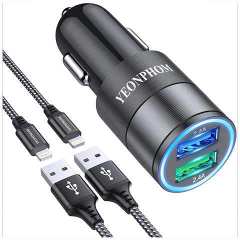 Caricabatteria Da Auto Presa Accendisigari Doppia Usb Quick Charge 2 Cavi Usb - Foto 1