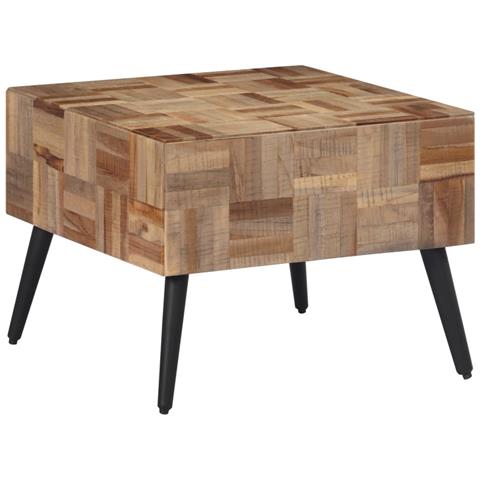 Tavolino Da Salotto Grigio 55x55x40cm Massello Teak Di Recupero - Foto 1