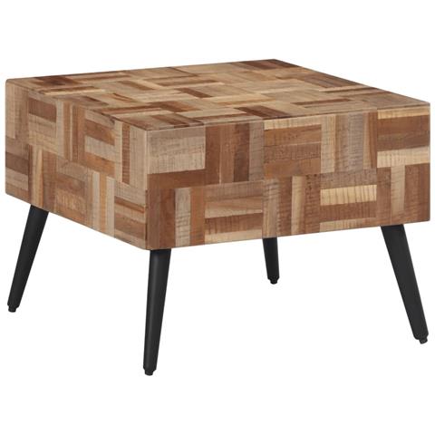 Tavolino Da Salotto Grigio 55x55x40cm Massello Teak Di Recupero - Foto 2
