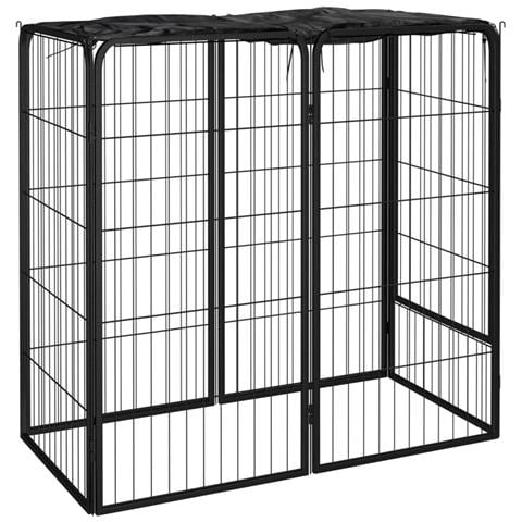 Box Cani A 6 Pannelli Nero 50x100cm Acciaio Verniciato Polvere - Foto 1