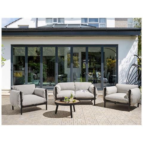 Set Da Giardino Divano 2 Posti E 2 Poltrone Metallo Grigio Esperia - Foto 1