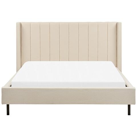 Letto Matrimoniale Bouclé Beige 160 X 200 Cm Villette - Foto 2