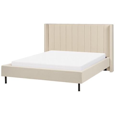 Letto Matrimoniale Bouclé Beige 160 X 200 Cm Villette - Foto 8