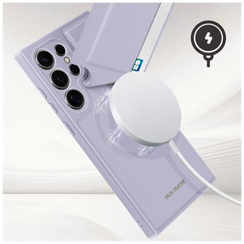 Cover Magsafe Con Supporto Video Per Samsung Galaxy S24 Ultra, Grigio Lavanda - Foto 2