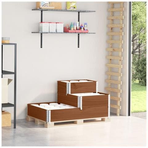 Fioriera Rialzata a 3 Livelli Marrone 120x80 cm Legno di Pino - Foto 1