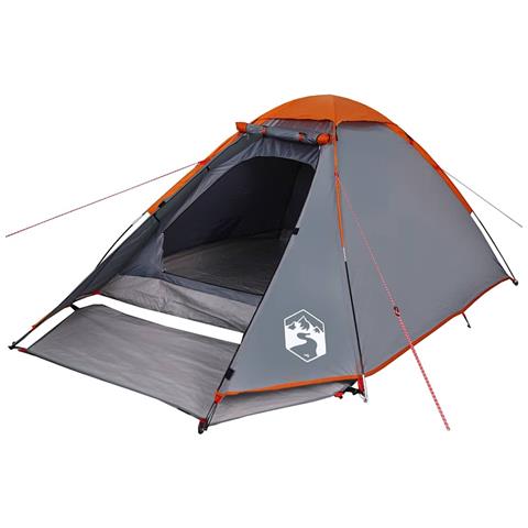 Tenda Da Campeggio A Cupola 4 Persone Grigio E Arancione - Foto 2