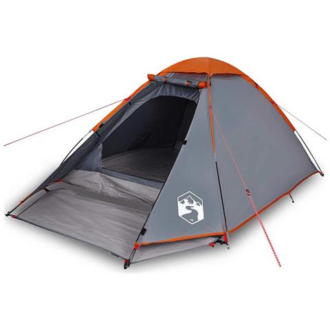 Tenda Da Campeggio A Cupola 4 Persone Grigio E Arancione - Foto 1
