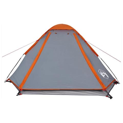 Tenda Da Campeggio A Cupola 4 Persone Grigio E Arancione - Foto 10