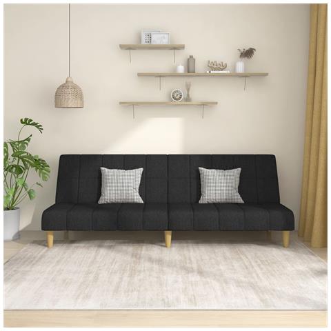 Divano Letto A 2 Posti Nero In Tessuto - Foto 8