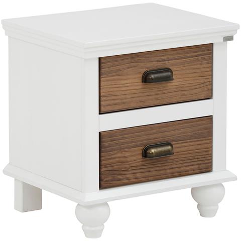 Hanna Comodino A 2 Cassetti In Mdf Bianco E Nature Brush - Foto 1
