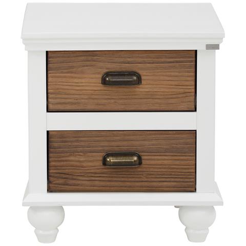 Hanna Comodino A 2 Cassetti In Mdf Bianco E Nature Brush - Foto 2