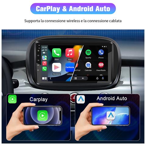 9 Pollici Autoradio Per Fiat 500x (2014-2020) Android 12 (2g+32gb) Car Radio Con Carplay Android Auto Bluetooth Comandi Al Volante Schermo Diviso Gps Navigazione - Foto 6