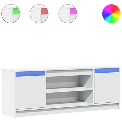 Mobile Porta Tv Con Led Bianco 139,5x34x50 Cm In Truciolato - Foto 2