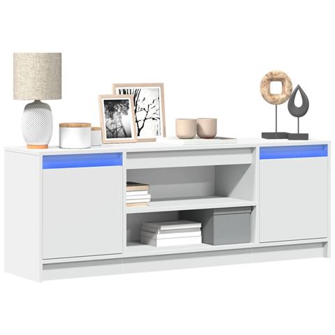 Mobile Porta Tv Con Led Bianco 139,5x34x50 Cm In Truciolato - Foto 1