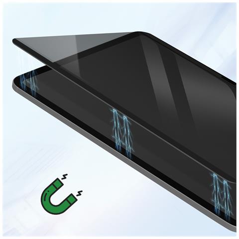 Proteggischermo Per Ipad Air 11' 2024 Antispia Antigraffio Magnetico, Nero Transparente - Foto 2